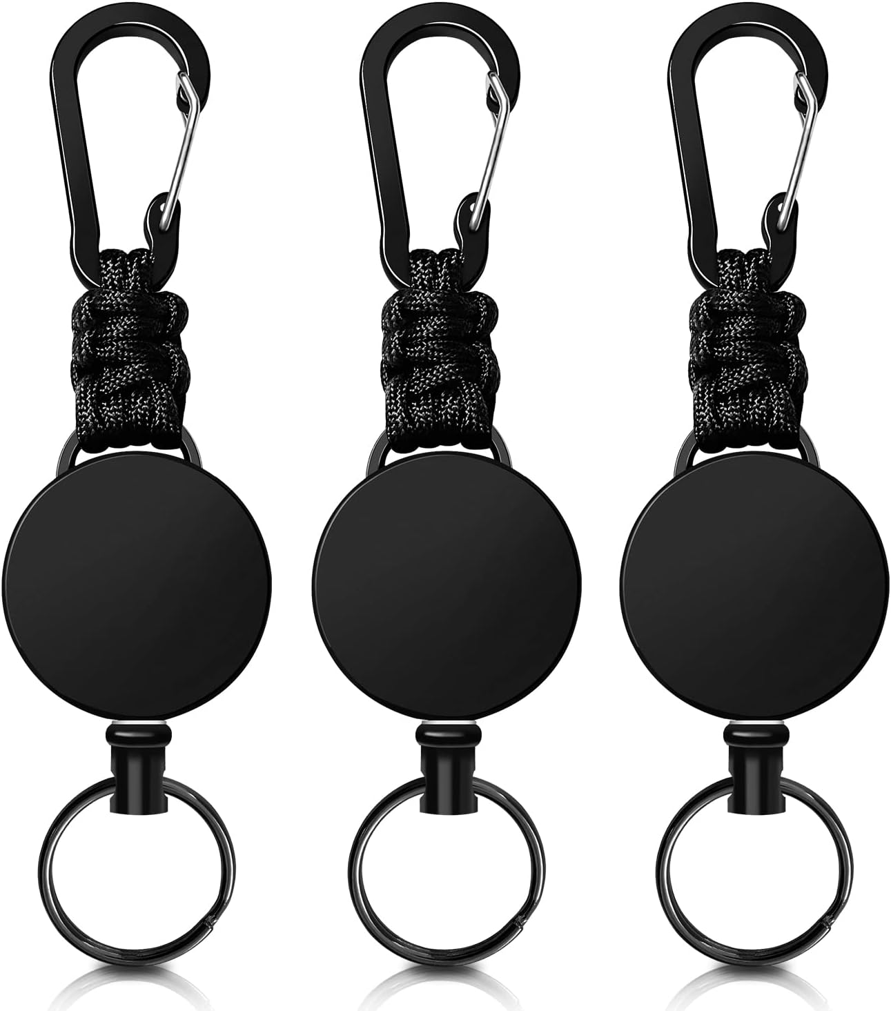 Schlüsselkarabiner: ausziehbar, 60cm, schwarz