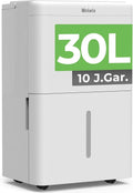 Elektrischer Luftentfeuchter 30L für Keller bis 245m³, leise mit Filter und Ablaufschlauch, Timer, 10 Jahre Garantie