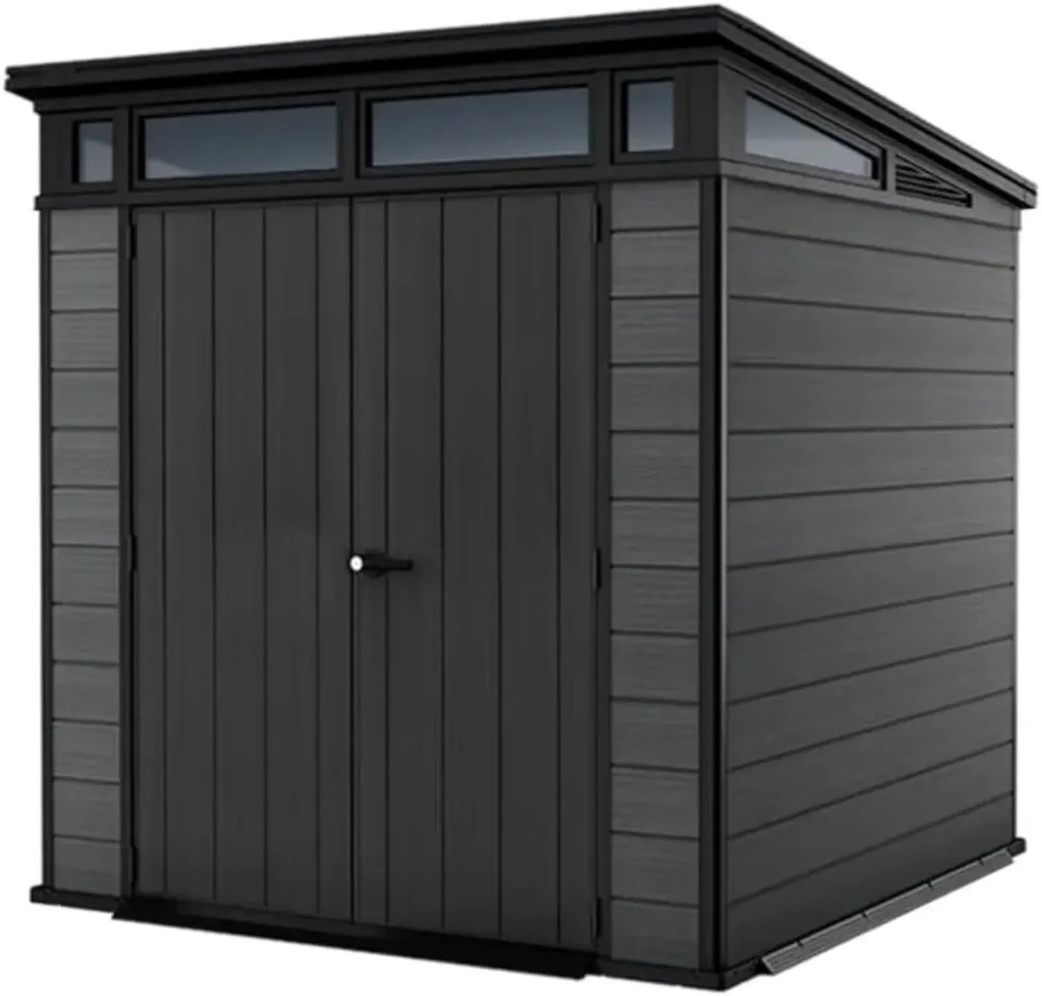 Keter Cortina 7x7 Gartenhaus, wetterfestes EVOTECH™-Material, Doppelttüren, modernes Design, Grau, 228 x 223 x 252 cm