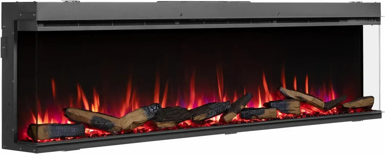 BALDERIA Athena 72' Elektrischer Kamin - 3D-Flamme, Knistereffekt, LED, Fernbedienung, Timer & Thermostat - Schwarz