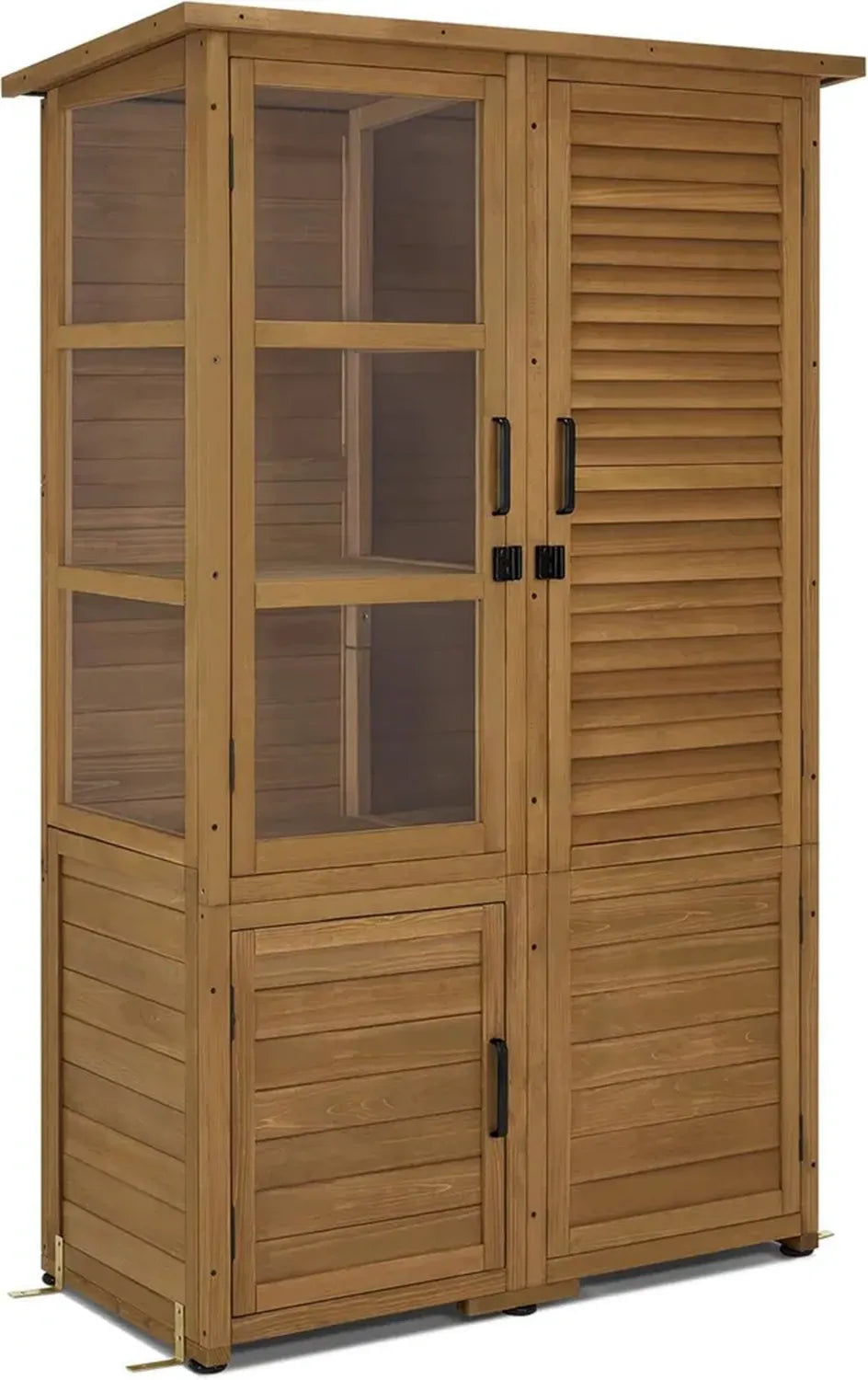 Wetterfester MCombo Holz-Gartenschrank für Balkon und Terrasse mit 3 abnehmbaren Ablagen, 55x110x175 cm