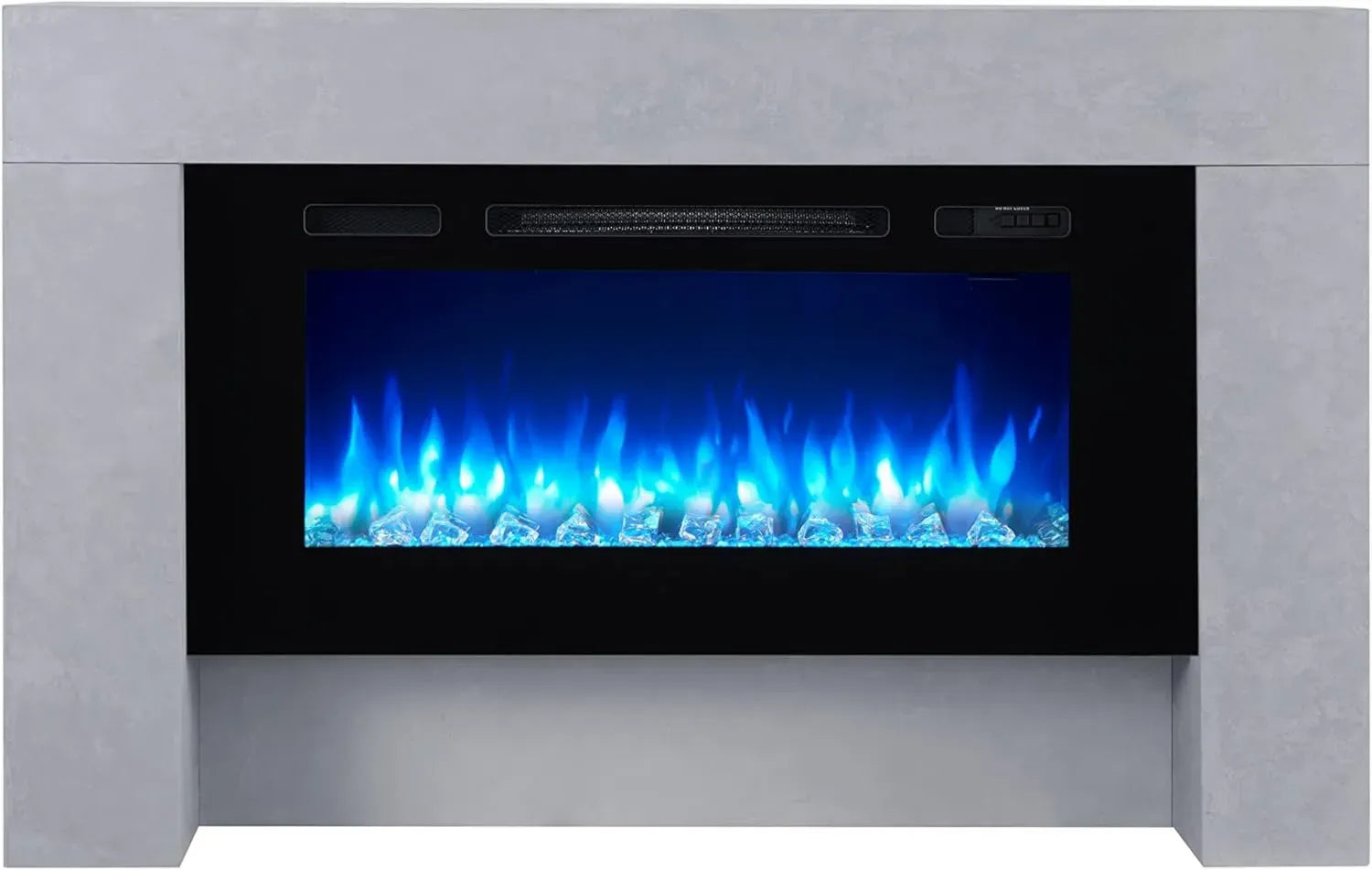 BALDERIA Elektrokamin Herkules | Freistehender Kamin mit 3D-LED-Flammeneffekt, dimmbar, 2000W Leistung, Timer, Thermostat, Anwesenheitssteuerung, Offene-Fenster-Erkennung, inkl. Fernbedienung | Betongrau