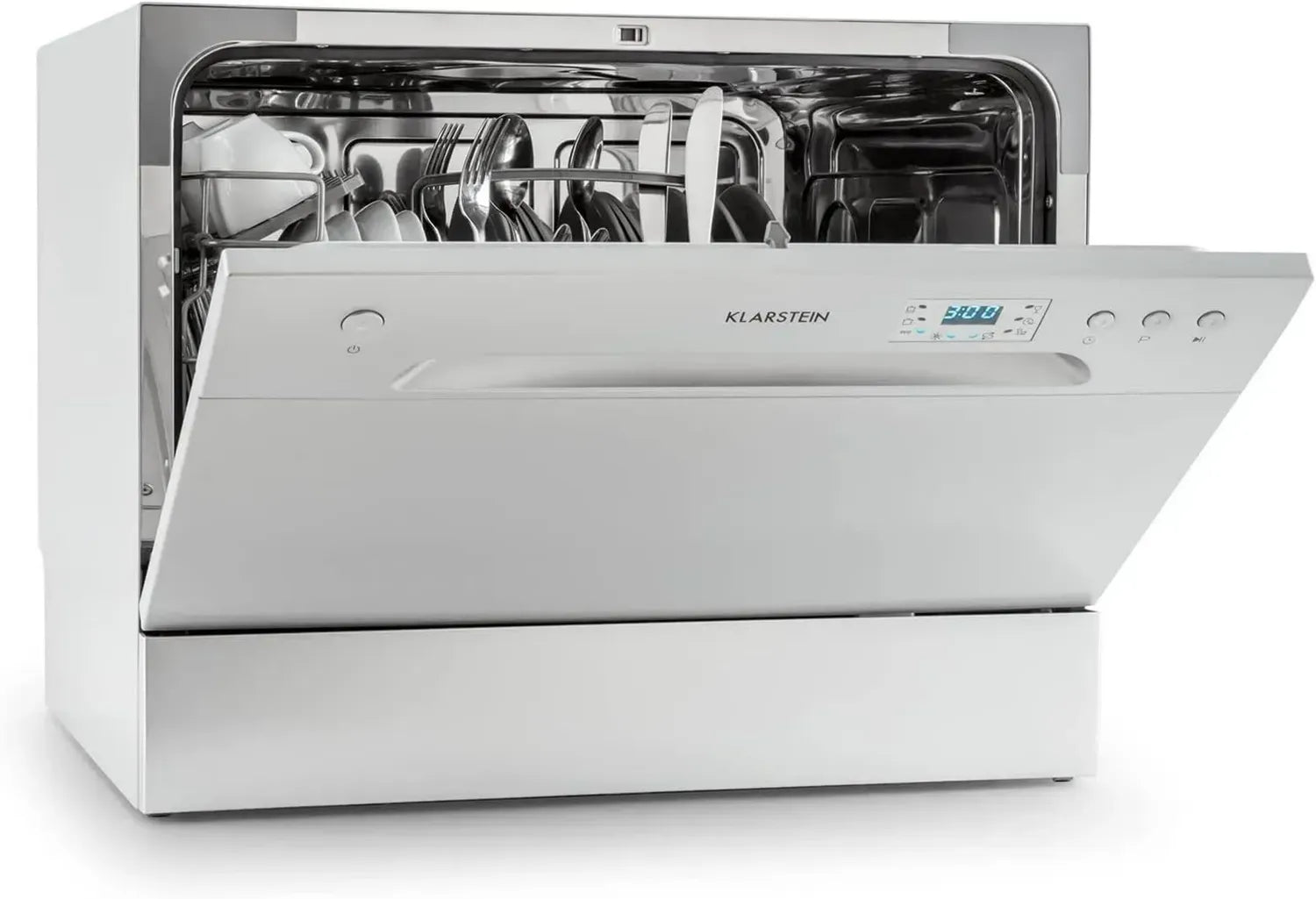Klarstein Amazonia 6, Energiesparender Tischgeschirrspüler, 1380 W, Platz für 6 Gedecke, Silber-Grau