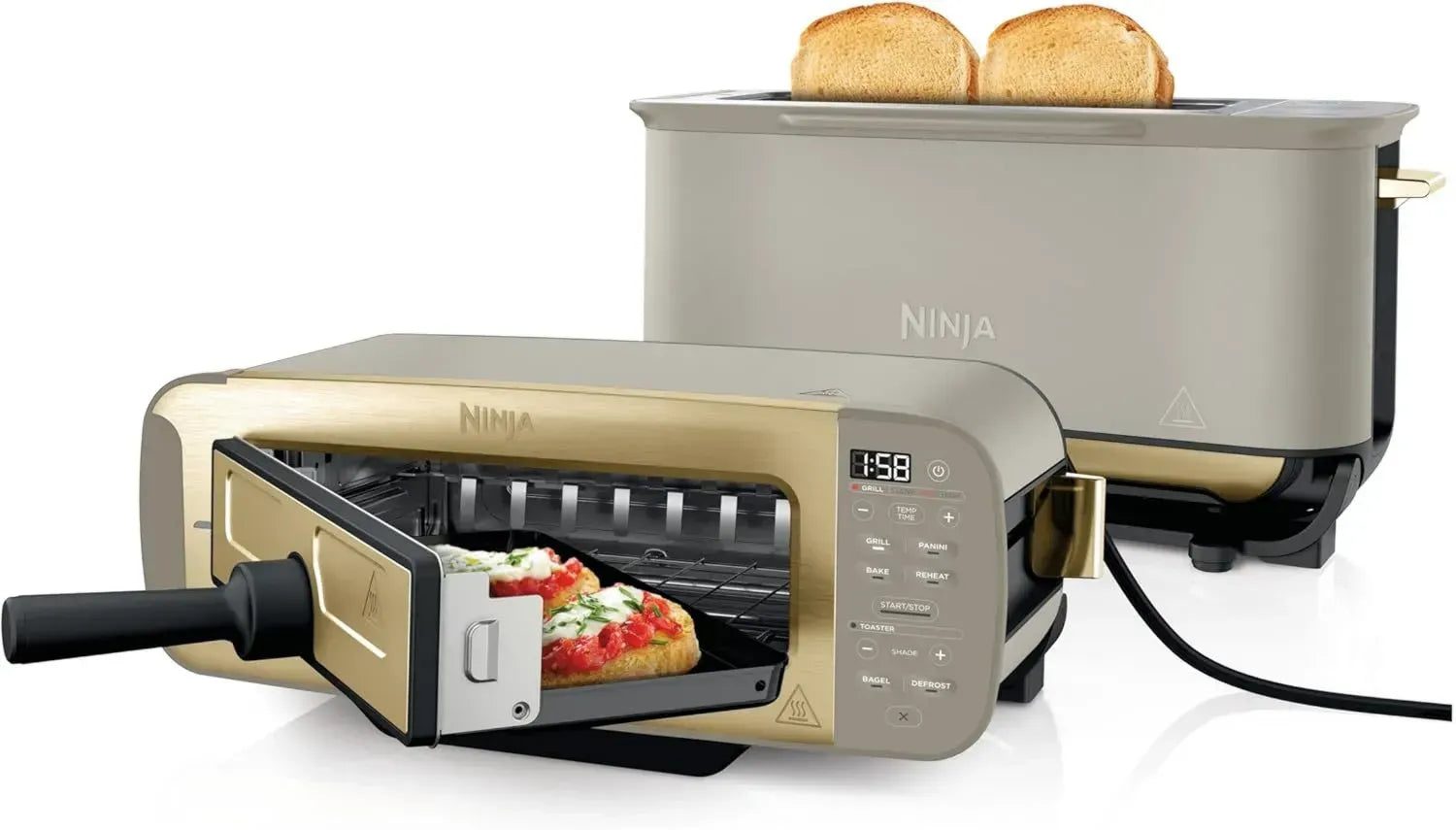 Ninja Foodi 3-in-1 Toaster und Elektrogrill, Panini-Presse, 7 Kochfunktionen, Stone Gold