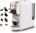 CAFELFFE MK-603 4-in-1 Kapsel-Kaffeemaschine, heiß/kalt Funktion, kompatibel mit ESE Pods, Nespresso Original/DG Kapseln, schnelle Brühzeit, Weiß