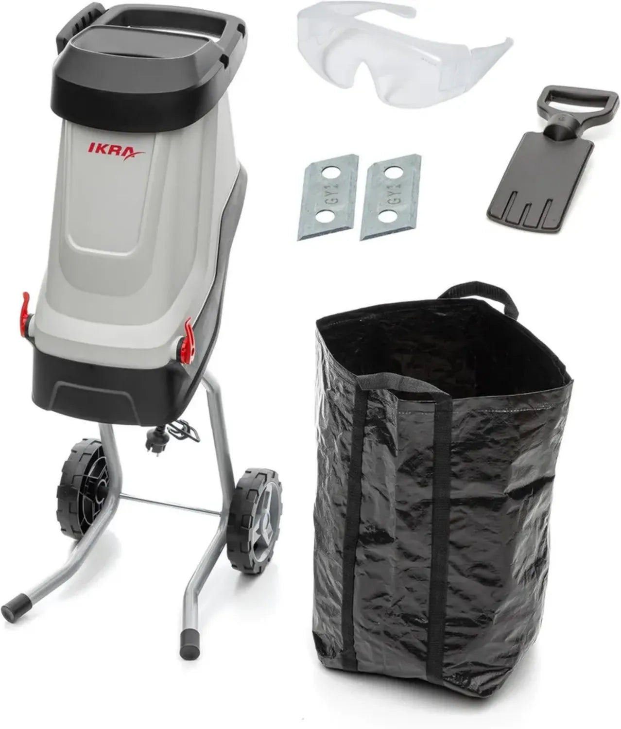 IKRA Elektro-Gartenhäcksler 2800W mit Fangsack und Ersatzklingen