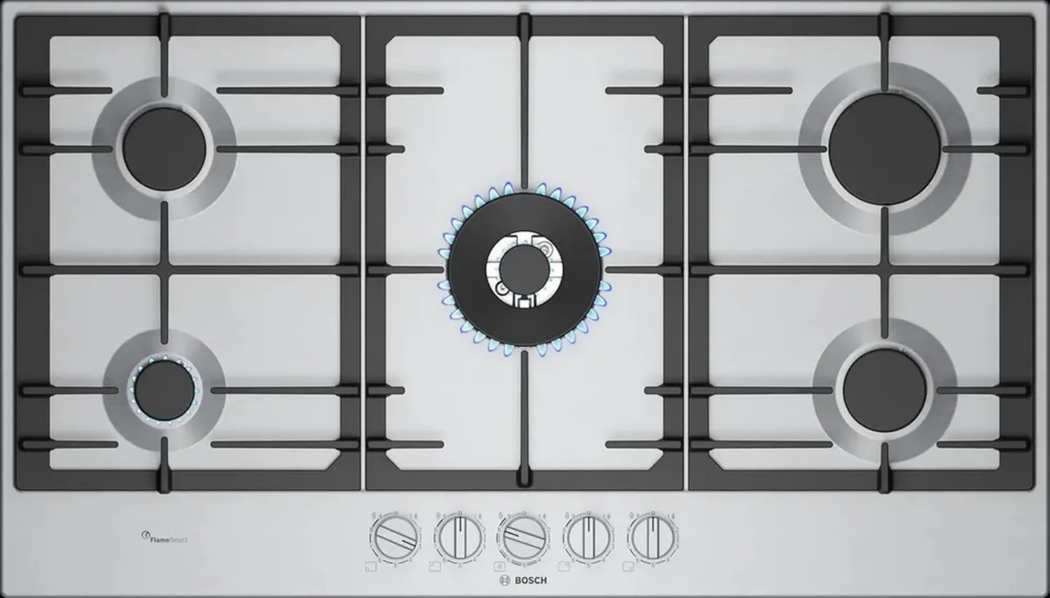 Bosch Serie 6 Gaskochfeld 90 cm mit FlameSelect und Wok-Funktion