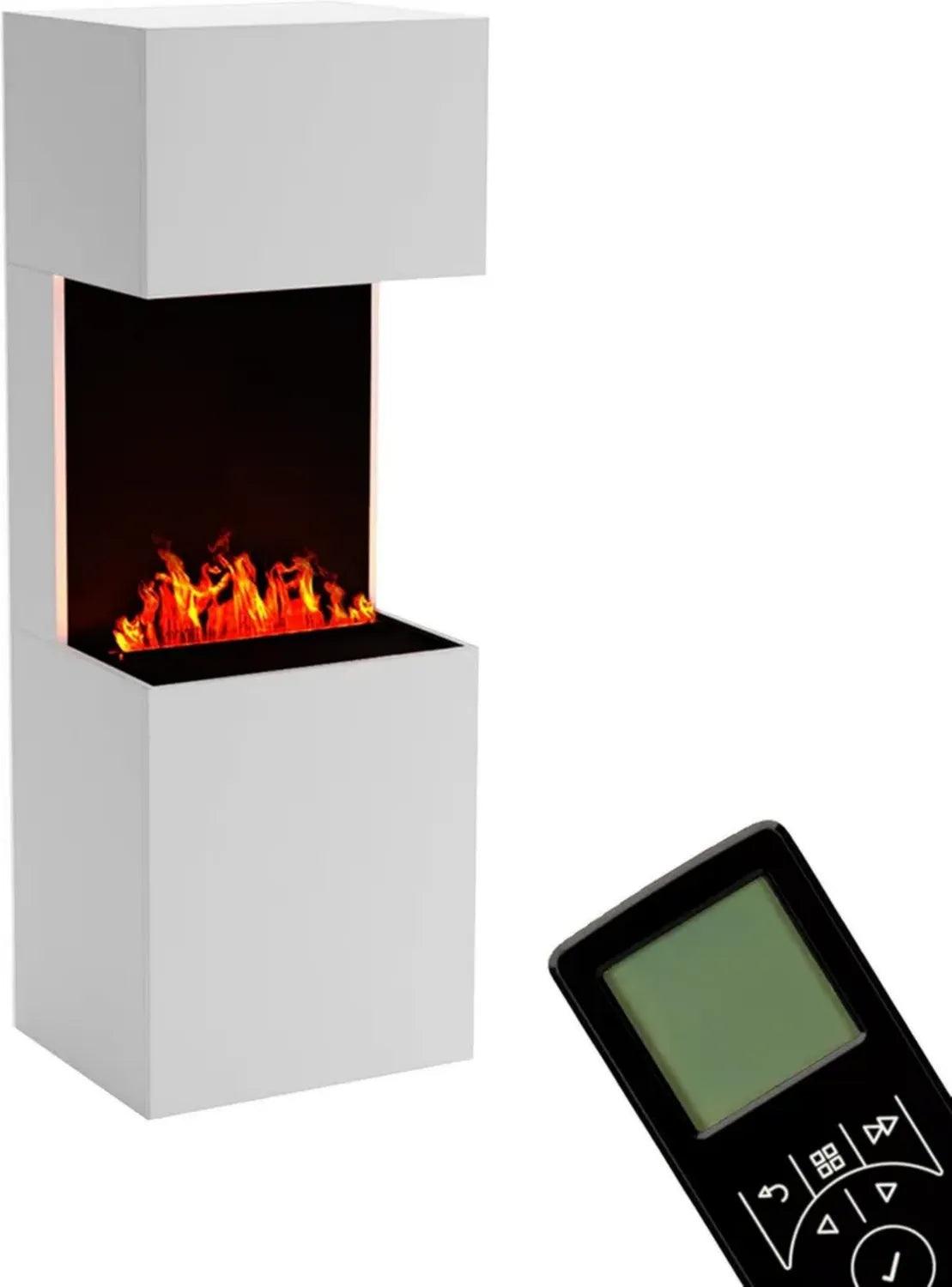 GLOW FIRE Elektrischer Standkamin Beethoven mit 3D-LED-Flammeneffekt und Fernbedienung, Opti-Myst Wasserdampftechnologie, 60x170x50 cm, Weiß