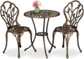 3-teiliges Gartenmöbel-Set: Tisch und 2 Stühle im Antikdesign aus Aluminiumguss, Balkonmöbel in Schwarz/Bronze