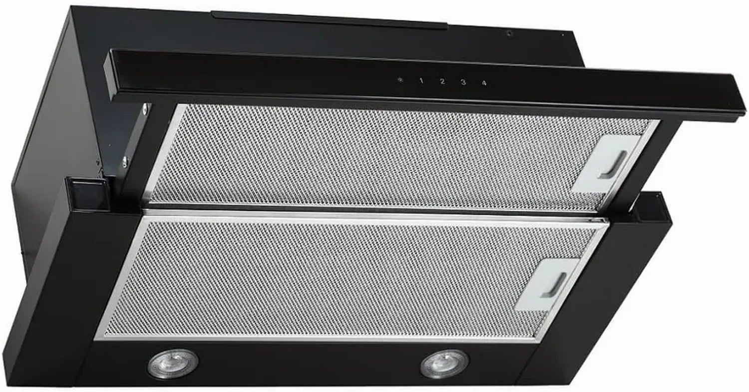 VLANO Einbau-Dunstabzugshaube SLIDE, 60 cm, Schwarz, LED, Touch & Fernbedienung, 685 m³/h, 4 Stufen