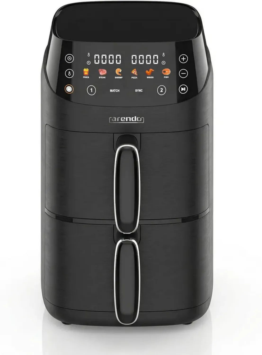 Arendo 2-in-1 Heißluftfritteuse 5L mit Dual-Frittierkammern, 2000W, Kompakt mit 6 Programmen und Synchron-Funktion