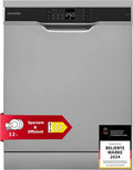 Telefunken Geschirrspüler 60 cm freistehend, 12 Maßgedecke, 6 Programme, leise 45 dB, AquaStop, Startzeitvorwahl, Speed-Wash, Eco-Modus, höhenverstellbar, Besteckkorb, Silber